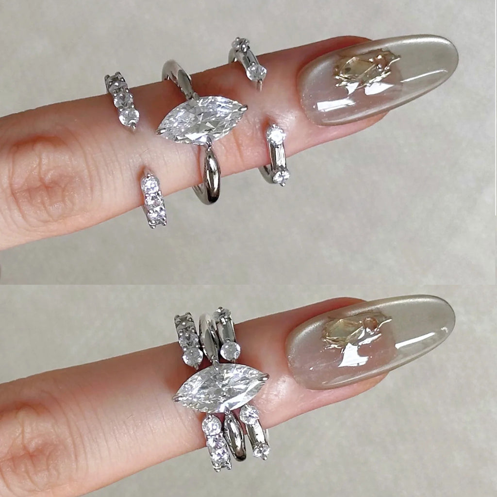 Oval Solitaire Silver CZ Anti Tarnish Ring Pack Of 3 Bulk