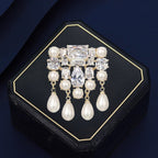 Designer CZ & Pearl Gold Rhinestone Copper Anti Tarnish Brooch Bulk