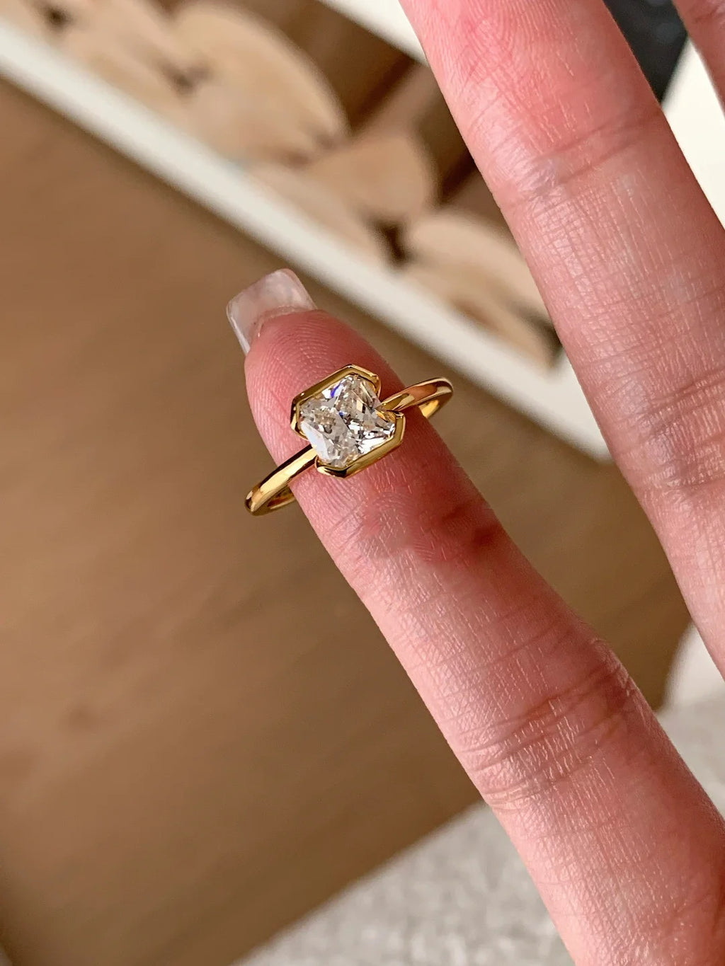 Princess Drop Solitaire CZ Gold Anti Tarnish Ring Pack Of 2 Bulk