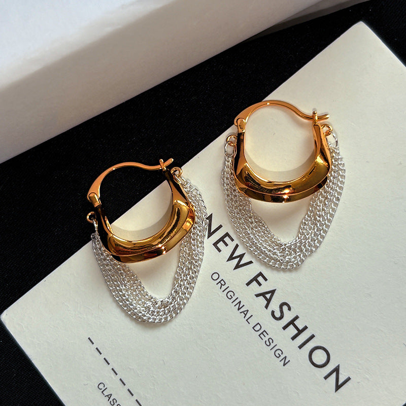 Gold Chunky Multi-Layer Plain Copper Hoop Earrings For Women Bulk Main image