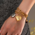 Gold Silver Heart Layered Bracelet Wrist Wear For Women Bulk
