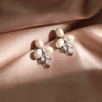 Wholesale Silver Plated Flower Pearl Anti Tarnish Copper Earrings