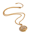 Sun Evil Eye 18K Gold Cubic Zirconia Anti Tarnish Stainless Steel Necklace Pendant Chain For Women