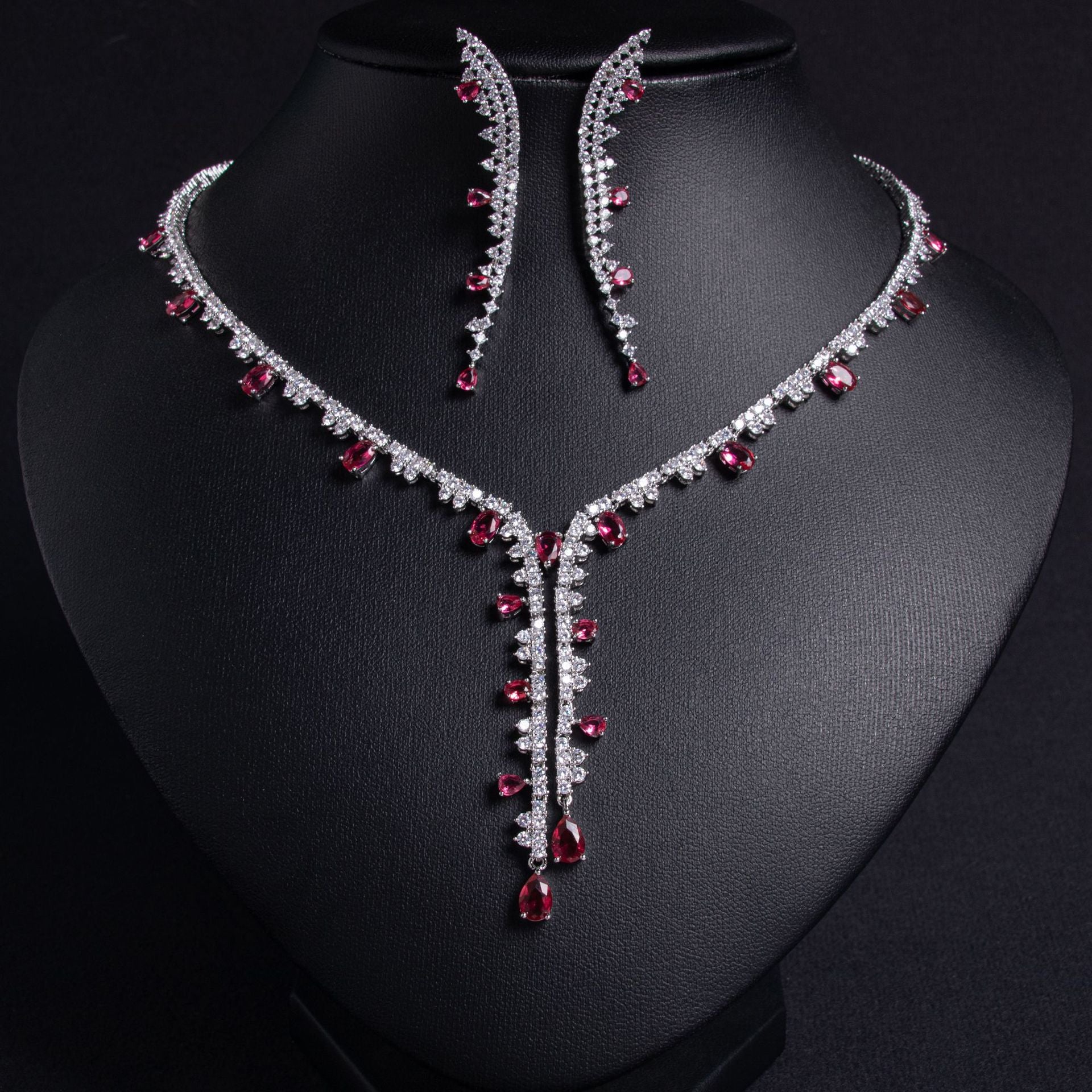Wholesale Eternity CZ Silver Anti Tarnish Copper Necklace Set
