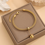 18K Gold Stainless Steel Anti Tarnish Snake Chain Necklace Bracelet Earring Set For Women