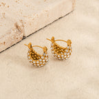 Bulk Gold Plated CZ Anti Tarnish Stainless Steel Hoop Earrings