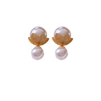 Flower CZ Pearl 18K Gold Silver White Anti Tarnish Stud Earring Bulk