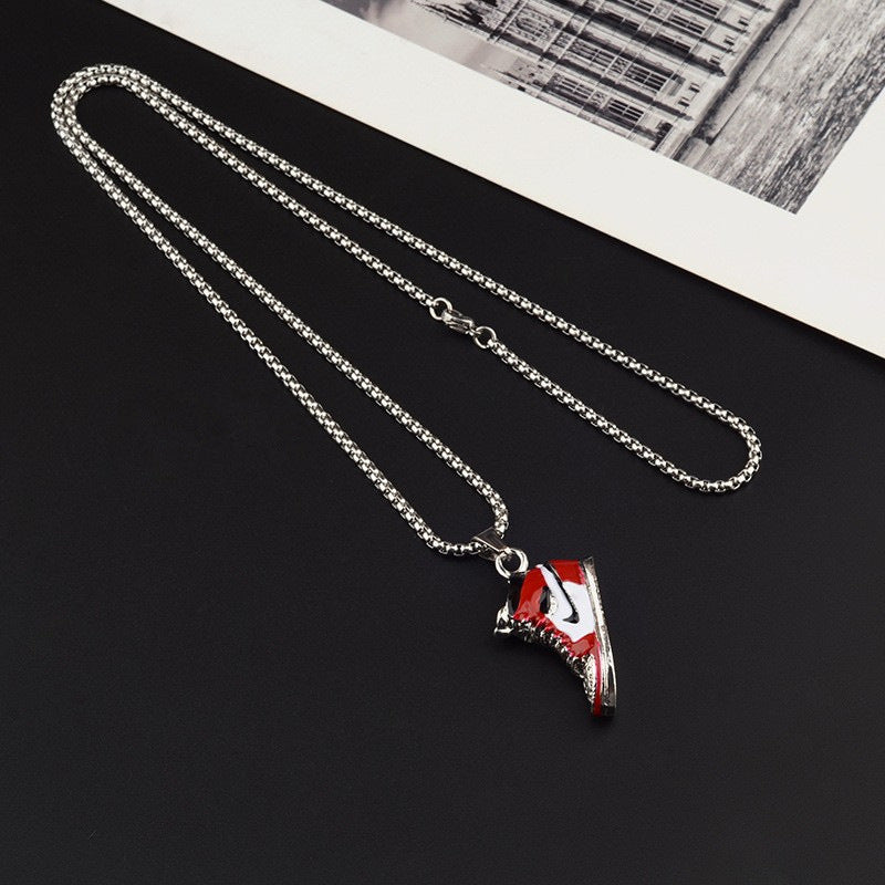 Basketball Shoe Silver Blue Red Stainless Steel Pendant Chain Bulk