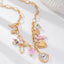 Luxury Vintage Pink & Blue Watch Charm Gold Plated Beads Necklace Bulk