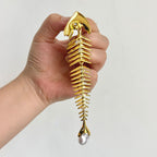 Designer Fish Skeleton Gold Silver Plated Pearl Brooch For Women Bulk