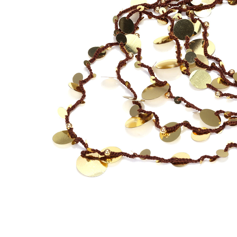 Sequins Paillettes 18K Gold Multi-Layer Threads Necklace Women Bulk