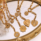 Wheel Heart 18k Gold Stainless Steel Anti Tarnish Necklace Pendant Chain For Women
