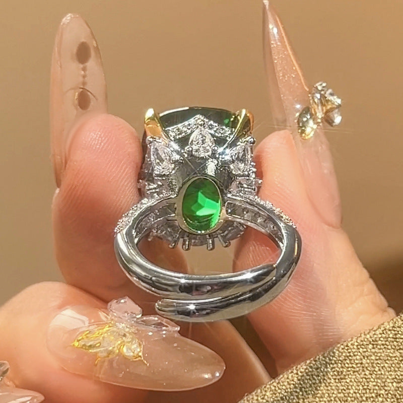 Luxury Silver Pink Green Solitaire CZ Anti Tarnish Free Size Ring Bulk