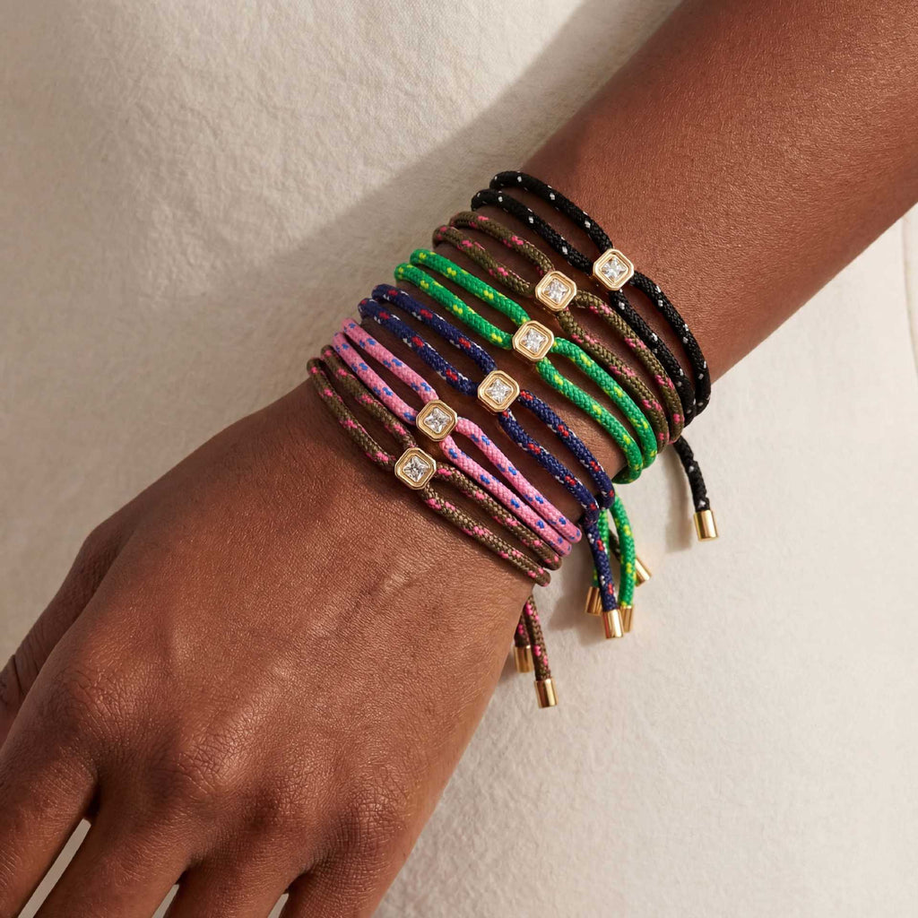 Multi Color Handmade Rope Style Gold CZ Fabric Bracelet For Women Bulk