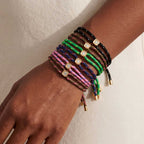 Multi Color Handmade Rope Style Gold CZ Fabric Bracelet For Women Bulk