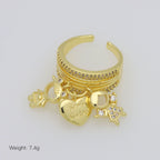 Multi Color Stackable Charms Gold Enamel Copper Cocktail Ring Wholesale