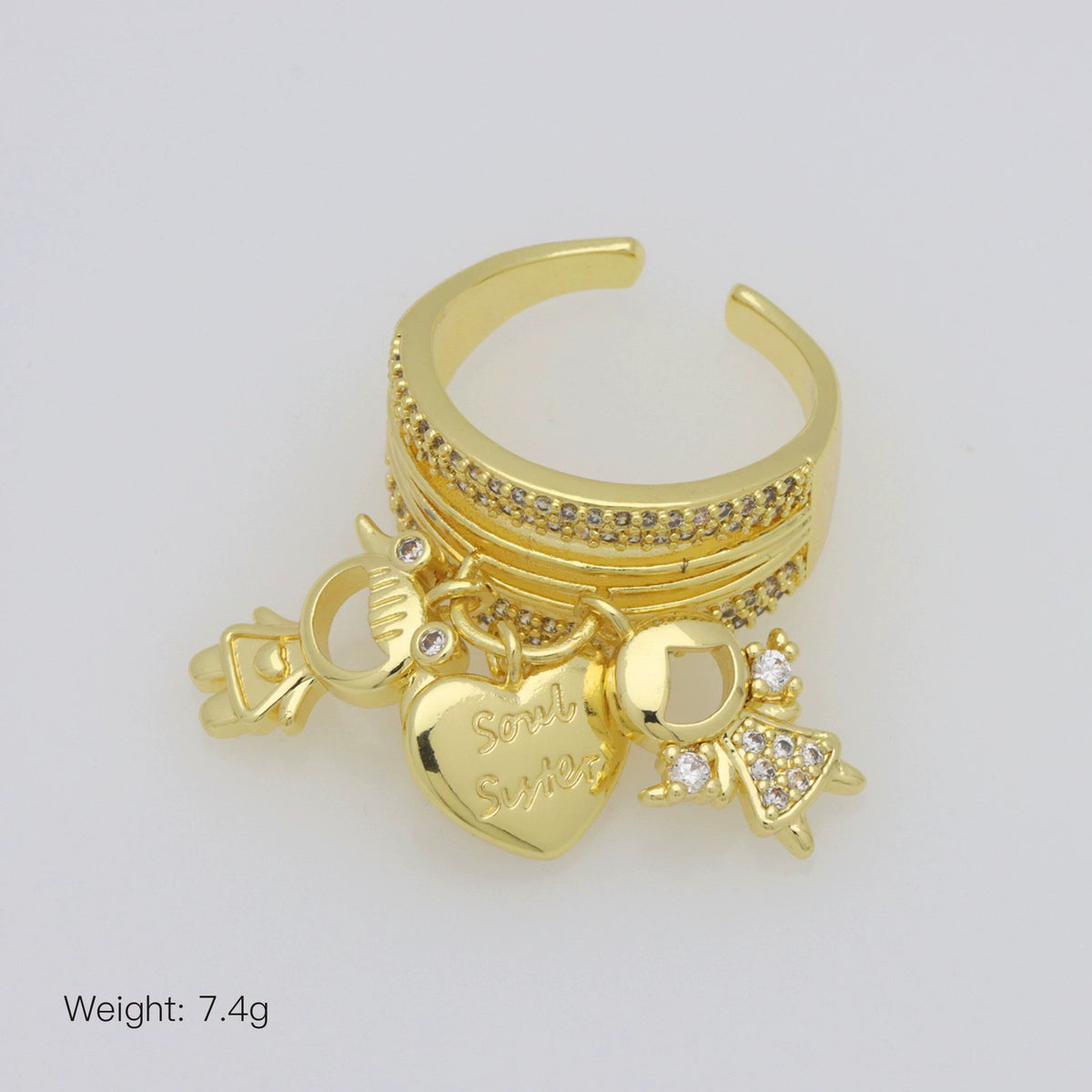 Multi Color Stackable Charms Gold Enamel Copper Cocktail Ring Wholesale