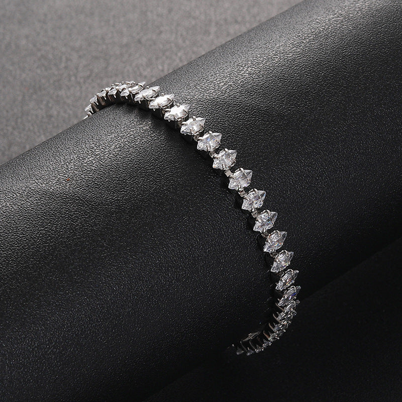 Bulk White Tennis Style Silver Plated CZ Anti Tarnish Brass Bracelet