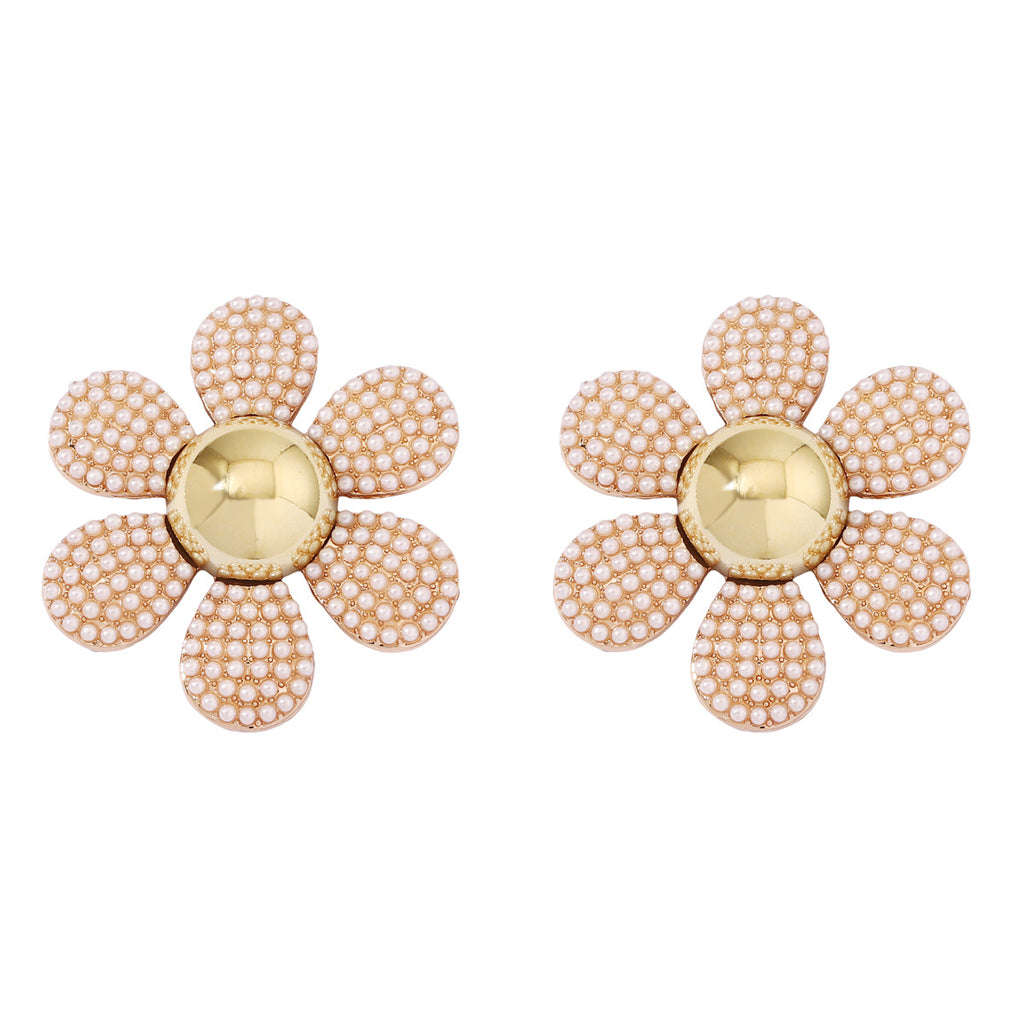 Rainbow Pearl Multi Rhinestone 18K Gold Stud Anti Tarnish Earring Bulk
