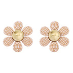 Rainbow Pearl Multi Rhinestone 18K Gold Stud Anti Tarnish Earring Bulk