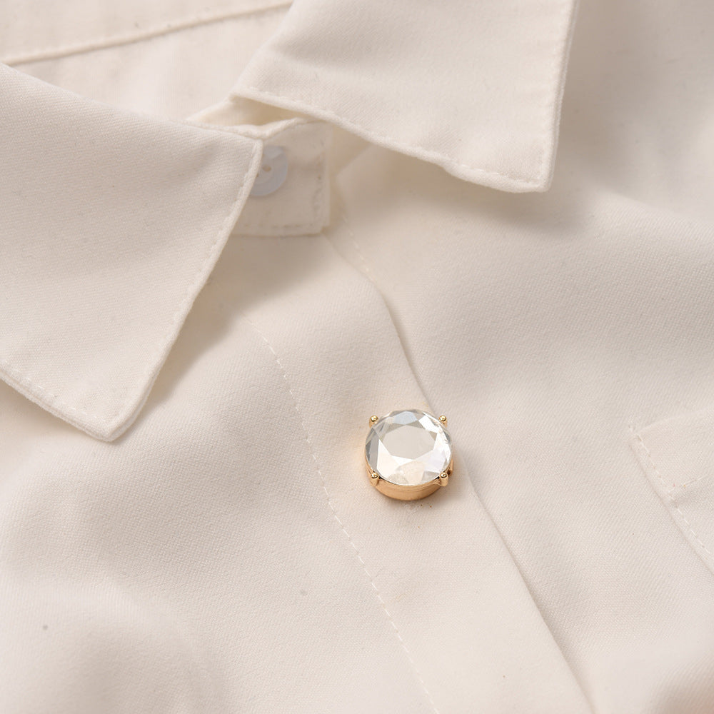 Round CZ 8K Gold White Anti Tarnish Single Shirt Button Cover Bulk