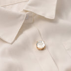 Round CZ 8K Gold White Anti Tarnish Single Shirt Button Cover Bulk