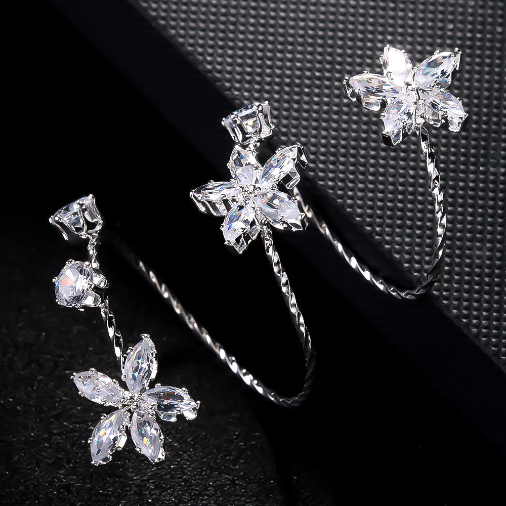Flower 18K Gold Silver Solitaire Anti Tarnish Adjustable Ring Bulk