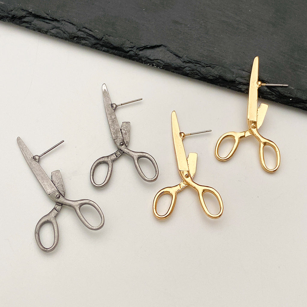 Funky Scissor Design Gold Silver Plated Drop Earrings For Women Bulk