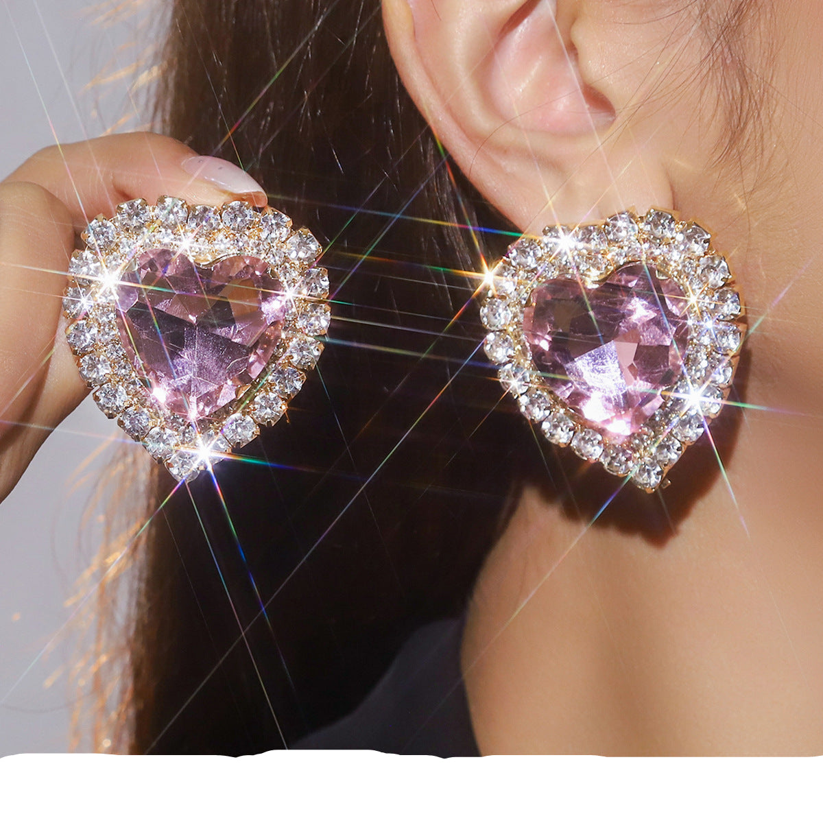 Heart Love Rhinestone Crystal Stud Earring For Women Bulk