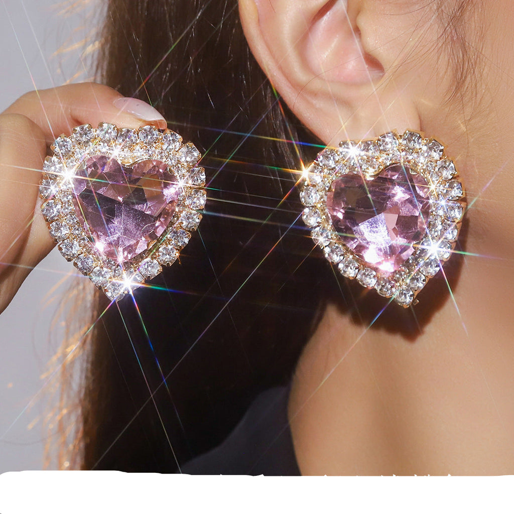 Heart Love Rhinestone Crystal Stud Earring For Women Bulk