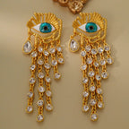 Bulk Evil Eye Gold Plated Crystal Alloy Dangler Statement Earrings