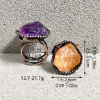Amorphous Citrine Rough Stone Black Adjustable Ring For Women Bulk