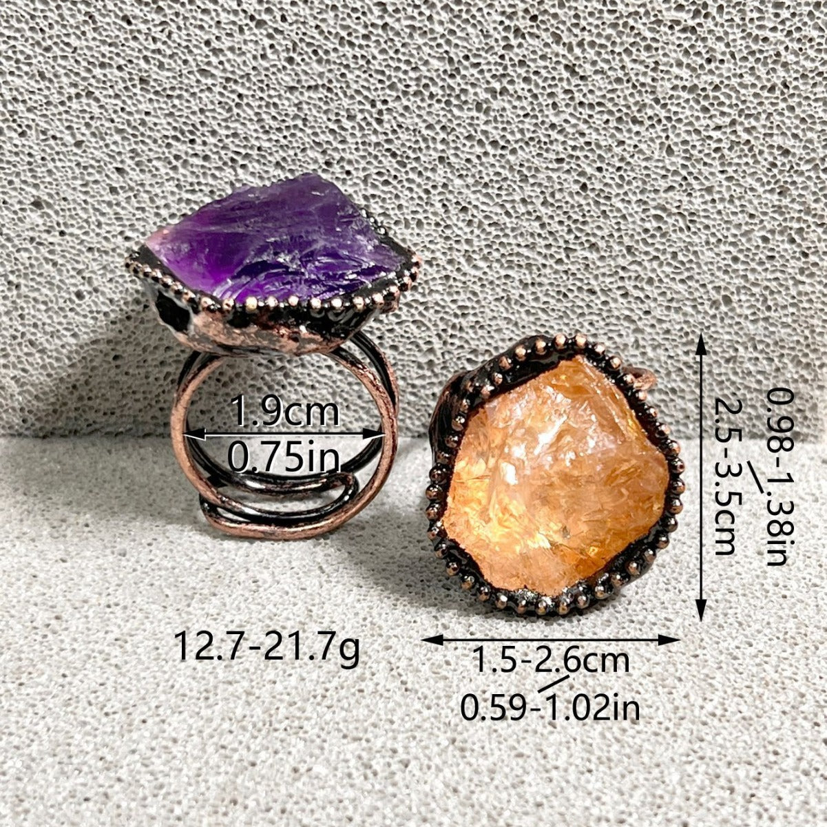 Amorphous Citrine Rough Stone Black Adjustable Ring For Women Bulk