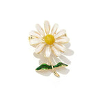 White Daisy Flower Gold Plated Enamel Brooch For Women Bulk