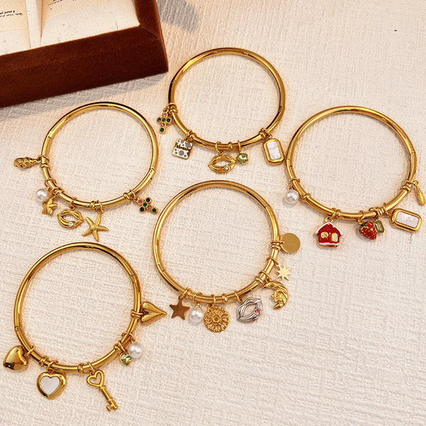 Multi Color Charms Gold Cubic Zirconia Copper Bracelet For Women Bulk Secondary image