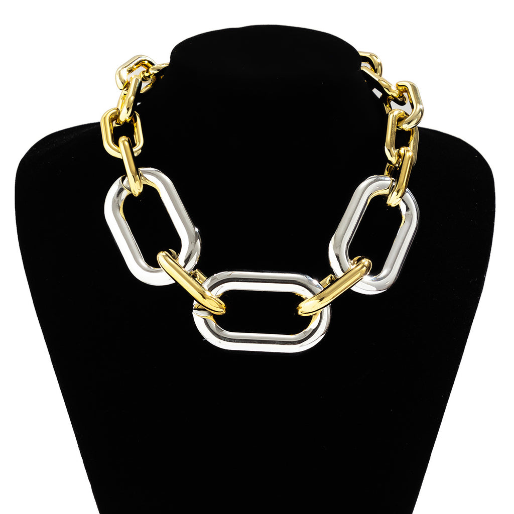 Two Tone Link Silver Gold Anti Tannish Necklace For Women Bulk