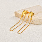 Bulk Trendy U-Curve Gold CZ Anti Tarnish Stainless Steel Drop Earrings