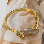 Two Tone Lock Gold Silver CZ Anti Tarnish Openable Kada Bracelet Bulk