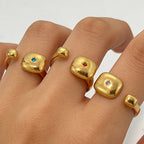 Multi Color Open Cuff Gold Cubic Zirconia Adjustable Ring For Women Bulk