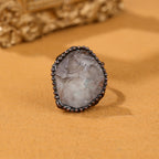 White Black Gemstone Crystal Adjustable Ring For Women Bulk
