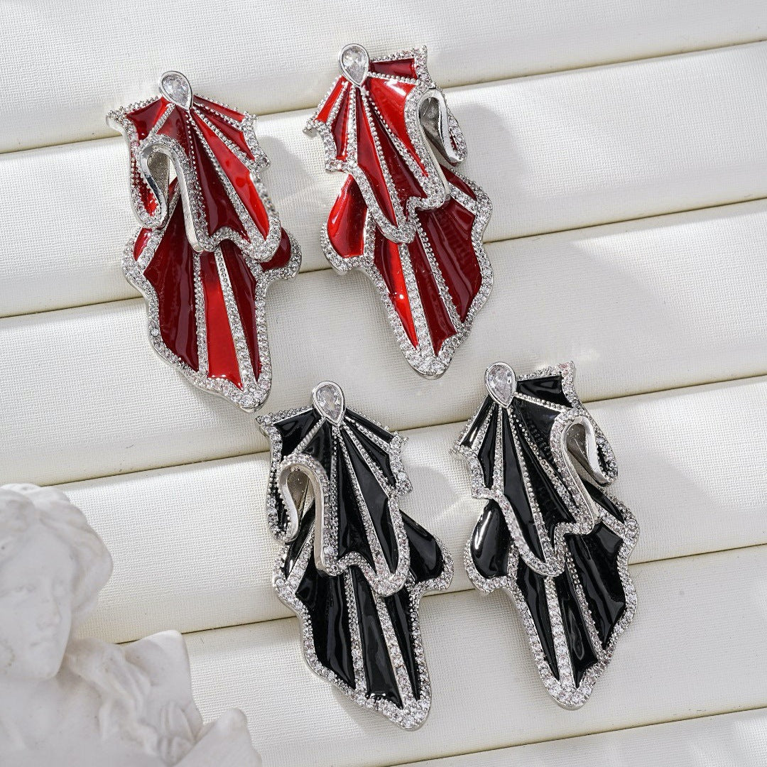 Studded Silver Maroon Red Cubic Zirconia Dangler Earring Women Bulk Main image