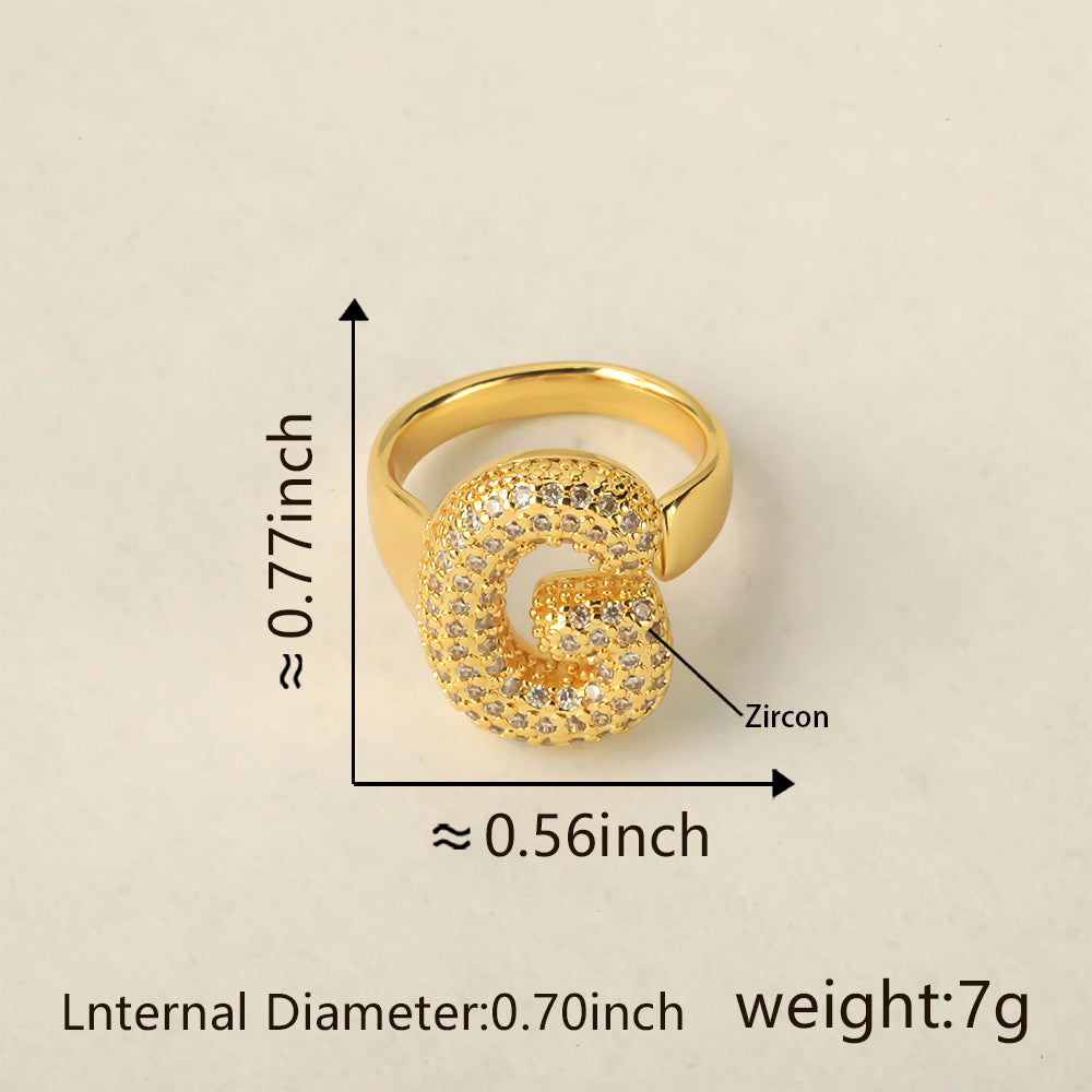 All Initial Letter Alphabets CZ Gold Anti Tarnish Adjustable Ring Bulk