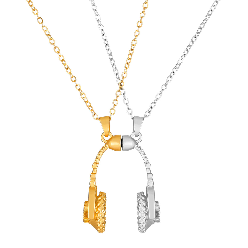 Elegant Headphone Gold Silver Plated Plain Alloy Pendant Chain Bulk