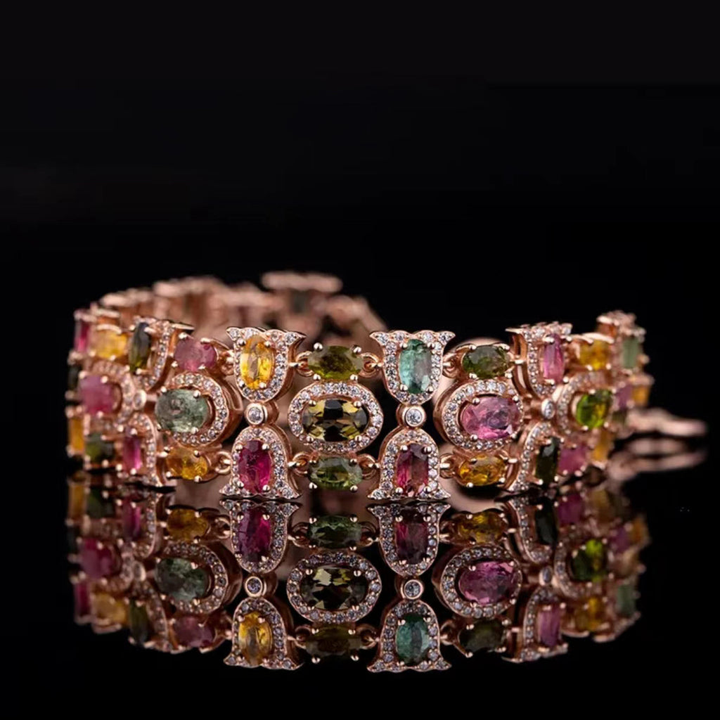 Floral Rose Gold Multi Anti Tarnish Cubic Zirconia Bracelet Ring Bulk