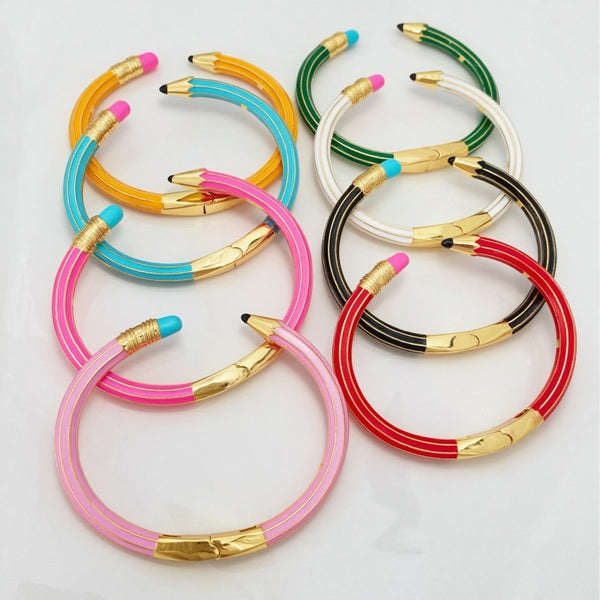Trendy Pencil Style Gold Enamel Anti Tarnish Copper Cuff & Kada Bulk Secondary image