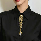 Designer Fish Skeleton Gold Silver Plated Pearl Brooch For Women Bulk