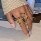 Abstract Spiral Gold Anti Tarnish Stainless Steel Free Size Ring Bulk
