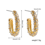 Trendy Paved U-Shape Gold Plated CZ Stainless Steel Stud Earrings Bulk