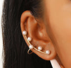 Elegant Floral Leaf Heart Gold Silver Rhinestone Left Ear Cuff Earrings Bulk
