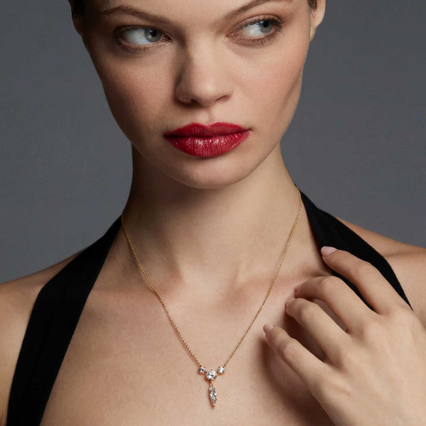 Gold Marquise TeardropCubic Zirconia Copper Necklace For Women Bulk Secondary image